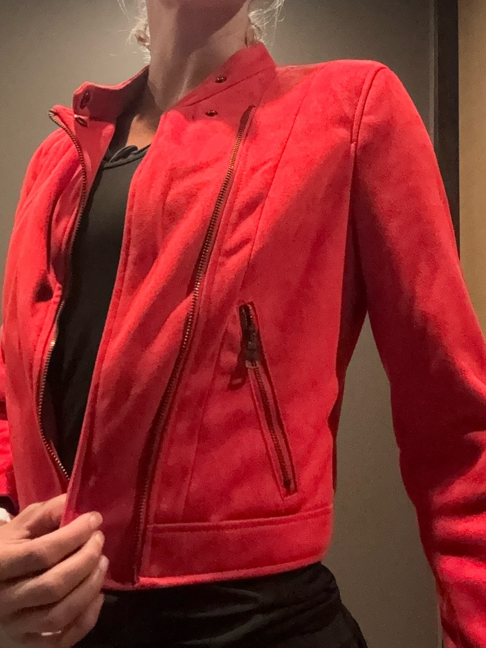 Women's Banana Republic Micro-Suede Red Moto Jacket